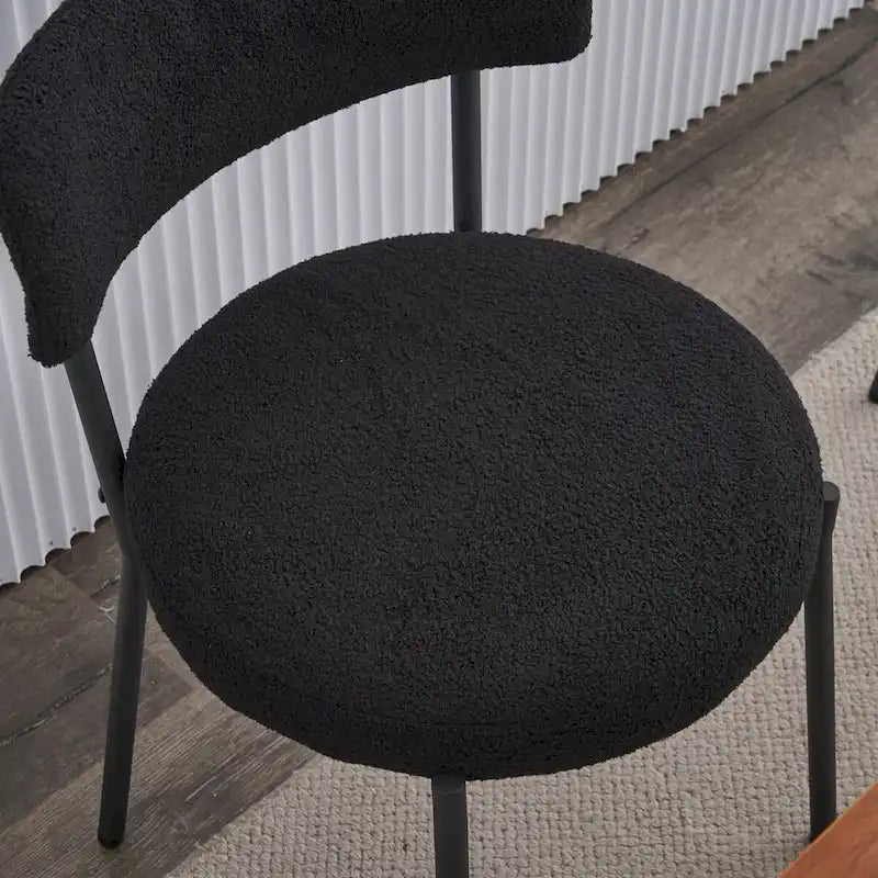 Ensemble de 4 chaises en tissu peluche avec cadre en métal