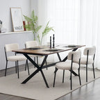 Ensemble de 4 chaises en tissu peluche avec cadre en métal