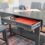 Table de salle à manger hauteur comptoir Wilson grise en bois avec rangement