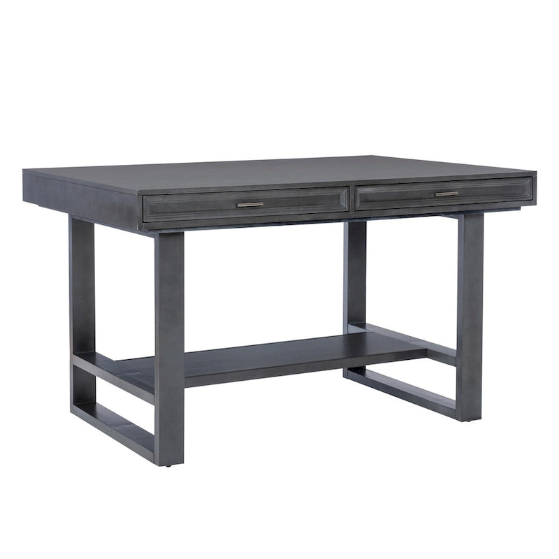 Table de salle à manger hauteur comptoir Wilson grise en bois avec rangement
