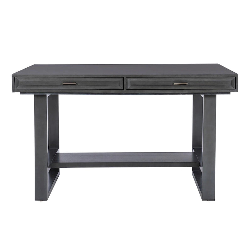 Table de salle à manger hauteur comptoir Wilson grise en bois avec rangement