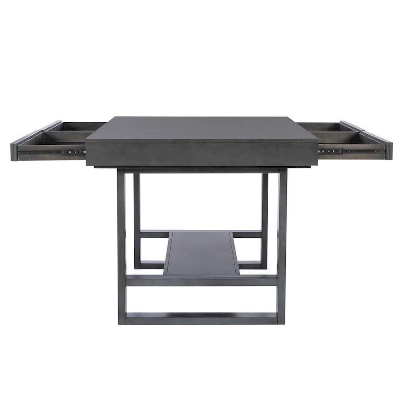 Table de salle à manger hauteur comptoir Wilson grise en bois avec rangement