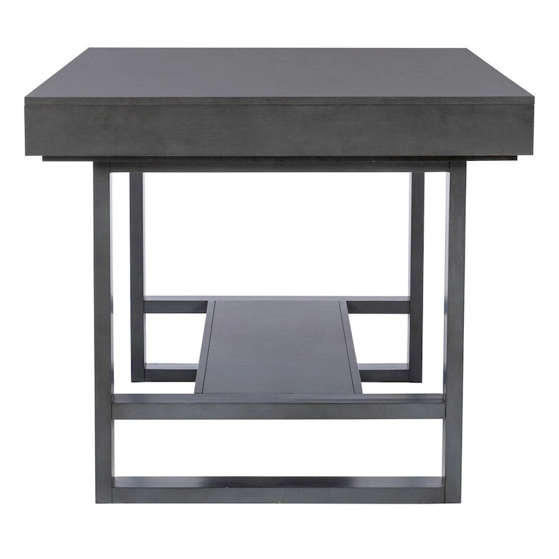 Table de salle à manger hauteur comptoir Wilson grise en bois avec rangement