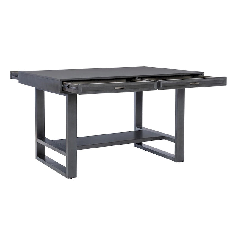 Table de salle à manger hauteur comptoir Wilson grise en bois avec rangement