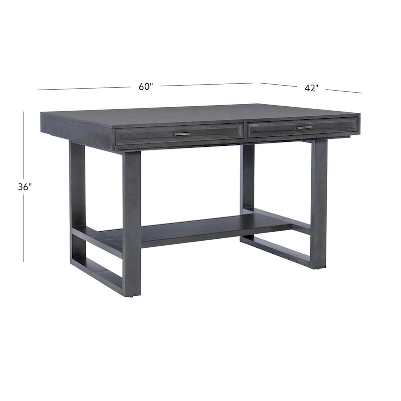 Table de salle à manger hauteur comptoir Wilson grise en bois avec rangement