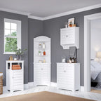 Meuble de rangement et organisateur pour salle de bain et buanderie RiverRidge Brookfield à deux portes avec étagères réglables – Blanc