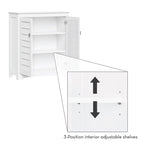 Meuble de rangement et organisateur pour salle de bain et buanderie RiverRidge Brookfield à deux portes avec étagères réglables – Blanc