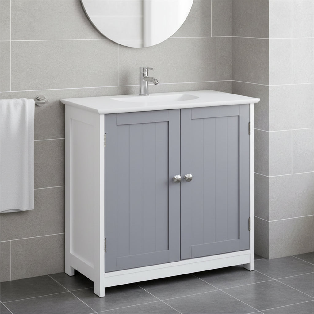 Pedestal Sink Storage Cabinet, Vanity Cabinet,Under Sink Bathroom Cabinet with U-shape and Adjustable Internal Shelf
