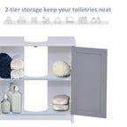 Meuble de rangement pour lavabo sur colonne, Meuble-lavabo, Meuble de salle de bain sous lavabo avec découpe en U et étagère interne réglable