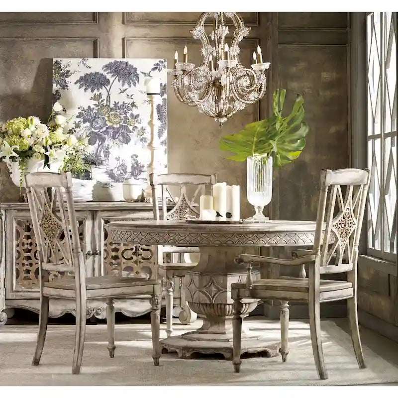 Table à manger ronde de luxe vintage Chatelet 54 de style campagnard